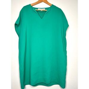 DIANE VON FURSTENBERG Green V Neck Short Sleeve Tunic Dress Size S